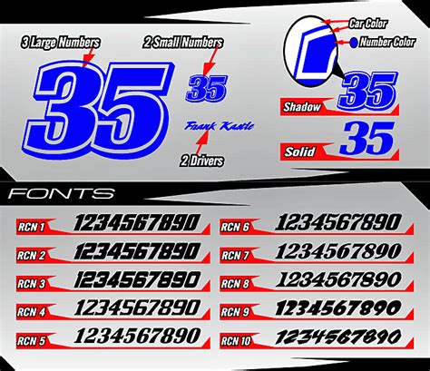 Cage Graphix Race Car Graphics Race Car Numbers 1