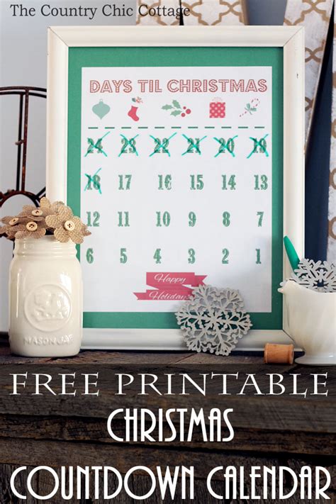 printable christmas countdown calendar  country chic cottage