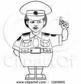 Police Woman Clipart Chubby Holding Illustration Skirt Pistol Royalty Lal Perera Vector Signs Stop Small sketch template