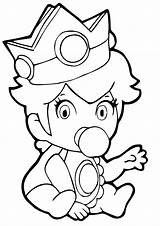 Princess Coloring Baby Pages Peach Mario Kart Color Daisy Kids Print Bros Super Luigi Cute Printable Sheets Toad Holding Prince sketch template