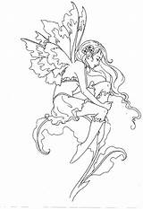 Faries Elves Mythical Pixie Nymph Wings Printable Fairies Fae Mystical Sprite Colouring Faeries Advanced Hadas Mischievous Enchantment Whimsy Whimsical Forest sketch template