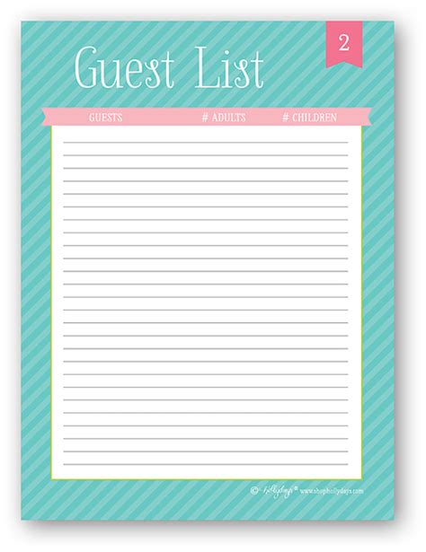 images   printable guest list sheet  printable guest