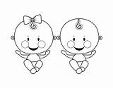 Coloring Twins Twin Pages Girl Boy Coloringcrew Template sketch template
