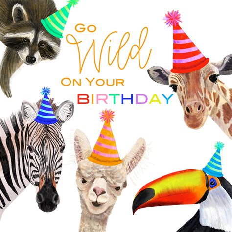 animal birthday card wild animal card animal  etsy