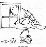 Window Coloring Broken Cartoon Outline Pages Baseball Accident Boy Looking Clipart Popular Man Coloringhome sketch template