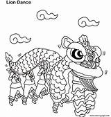 Chinese Dance Coloring Year Lion Pages Printable Color sketch template