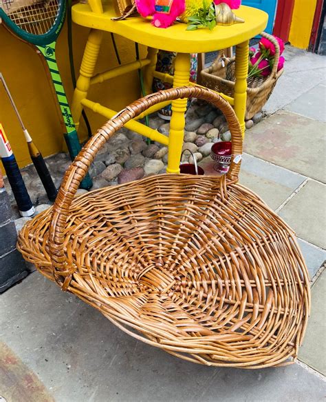 vintage wicker flower gathering basket etsy