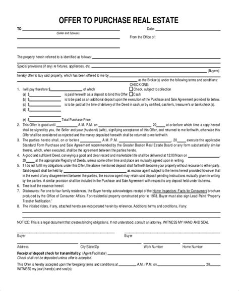 sample real estate forms   ms word