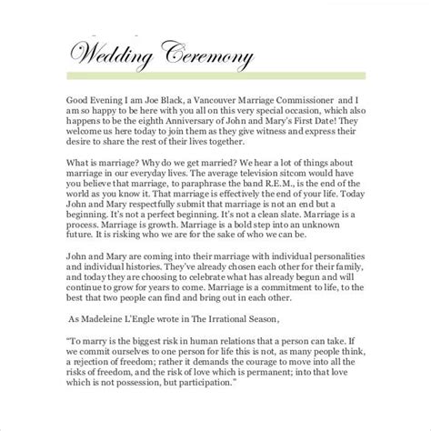 wedding ceremony template notice letter