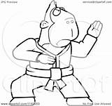 Karate Ape Clipart Cartoon Outlined Coloring Vector Cory Thoman Royalty sketch template