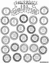 Christmas Countdown Coloring Down Pages Counting Template sketch template