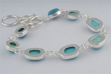solid 925 sterling silver genuine turquoise bracelet 7 5 etsy uk