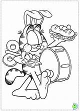 Coloring Garfield Pages Dinokids Close Drumming Eating sketch template