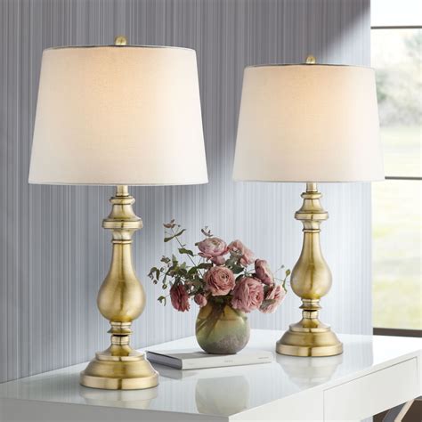 buy regency hill traditional table lamps  high set   candlestick brass metal white fabric