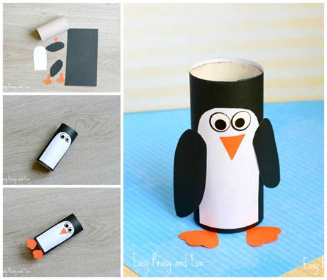 paper roll penguin craft winter crafts  kids easy peasy  fun