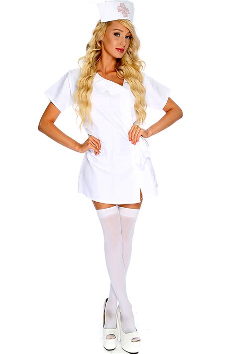 white sexy 2 piece nurse costume women of edm