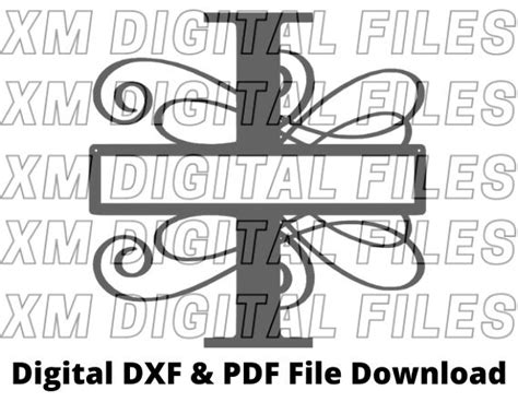 monogram dxf file dxf digital  scaled dxf file wall etsy canada