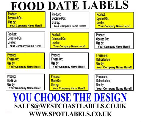 food date labels product     opened defrosted personalised ebay