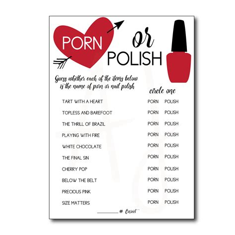 porn or polish bridal shower game digital file aj design