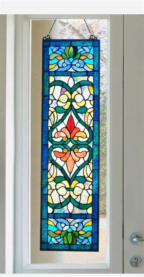 Vintage Tiffany Stained Glass Window Panel Blue For Sale In Houston