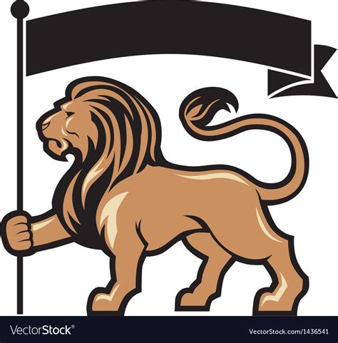lion mascot hold  flag royalty  vector image