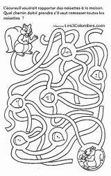 Labyrinths Coloring Pages Kids Hazelnuts Squirrels Color Children Hen Printable Justcolor sketch template