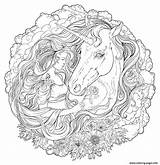 Coloring Girls Unicorn Mandala Pages Printable sketch template