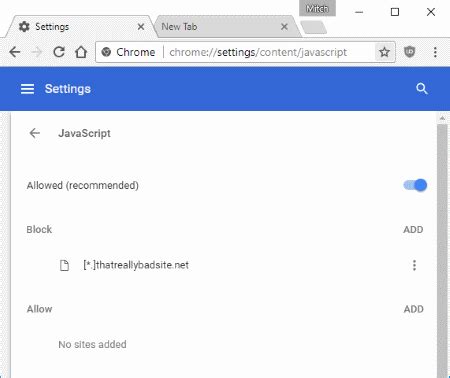 google chrome enable  disable javascript