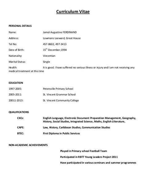 curriculum vitae sample format