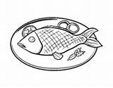 Fish Coloring Plate Meat Pages Coloringcrew sketch template