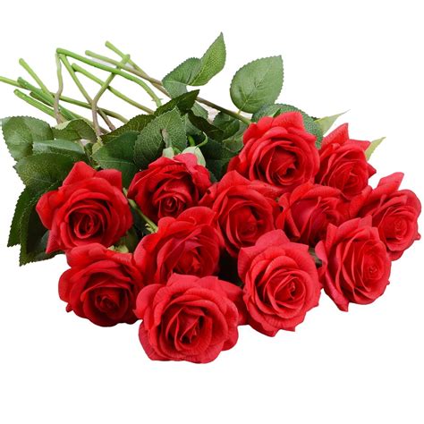 artificial flowers silk rose flowers  pcs red roses fake flowers