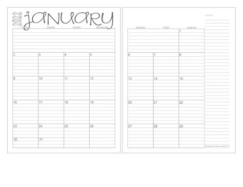 monthly  page lined calendars  jan dec etsy