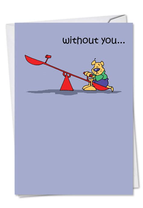 lonely teeter totter cartoons miss you paper card d t walsh