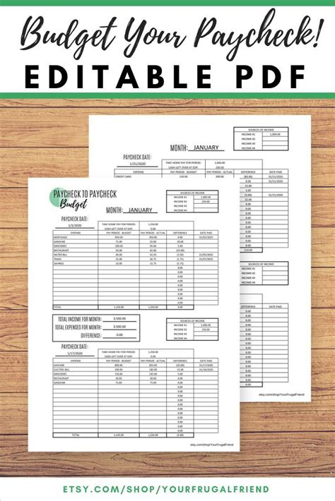 printable paycheck budget worksheet