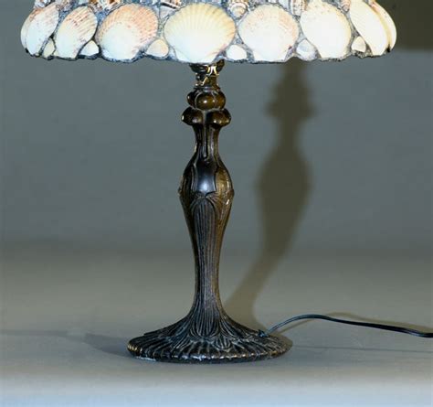 leaded seashell lamp  art nouveau metal base  sale  stdibs