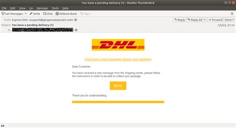 dhl brandjacked  pending delivery email scam