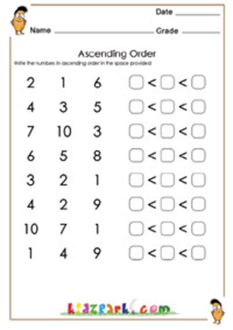 worksheet  class   learn ascending ordereducational activities