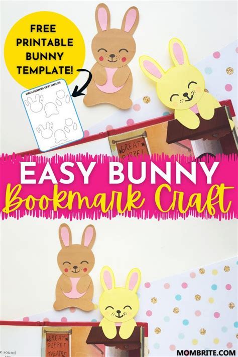 easy  adorable bunny bookmark craft  template