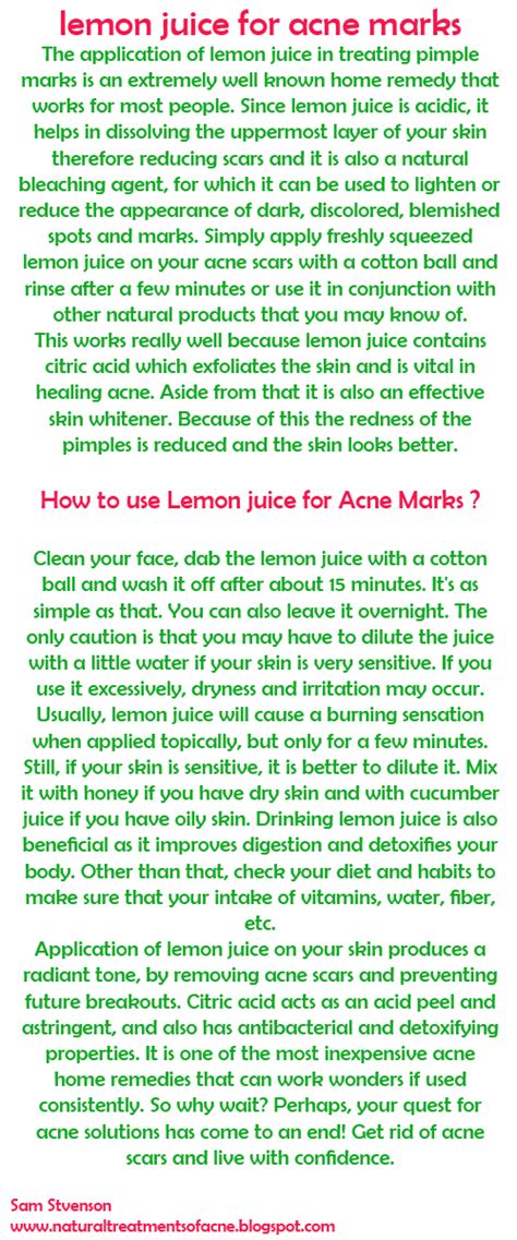 lemon juice for acne marks how i can use it