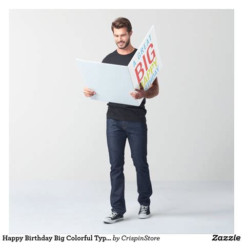 happy birthday big colorful typography card zazzle typography card