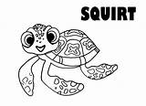 Nemo Turtle Squirt Dory Colorings Dori Ausmalbild Gcssi sketch template