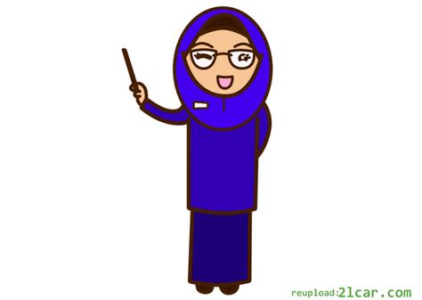 gambar kartun guru muslimah sedang mengajar