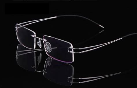Mens Rimless Titanium Eyeglasses Frame Flexible Hingeless Rx Able