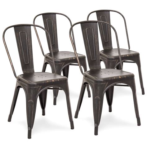 Set Of 4 Industrial Metal Dining Chairs Side Chairs Dining Metal