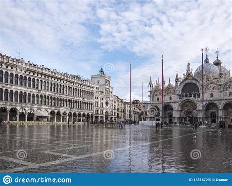 San Marco Square And Cathedral Or Basilica Venice Italy