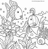 Coloring Pages Fish Color Printable Kids Animal Sheets Sheet Colouring Ocean Sea Swimming Adults Print Coral Creatures Found Scene sketch template