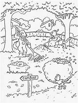 Rake Animals Leaves Autumn Coloring Pages Kids Adron Mr Print sketch template