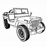 Jeep Wwii Willys Cj sketch template