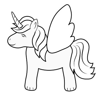 cute horse princess  wings coloring bookfor children stock vector