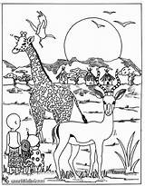 Coloring Pages Animals Animal Africa African Grassland Printable Giraffe Park Savanna Color Safari Hardy Jeff Sheet Drawing Zoo Kids Sheets sketch template